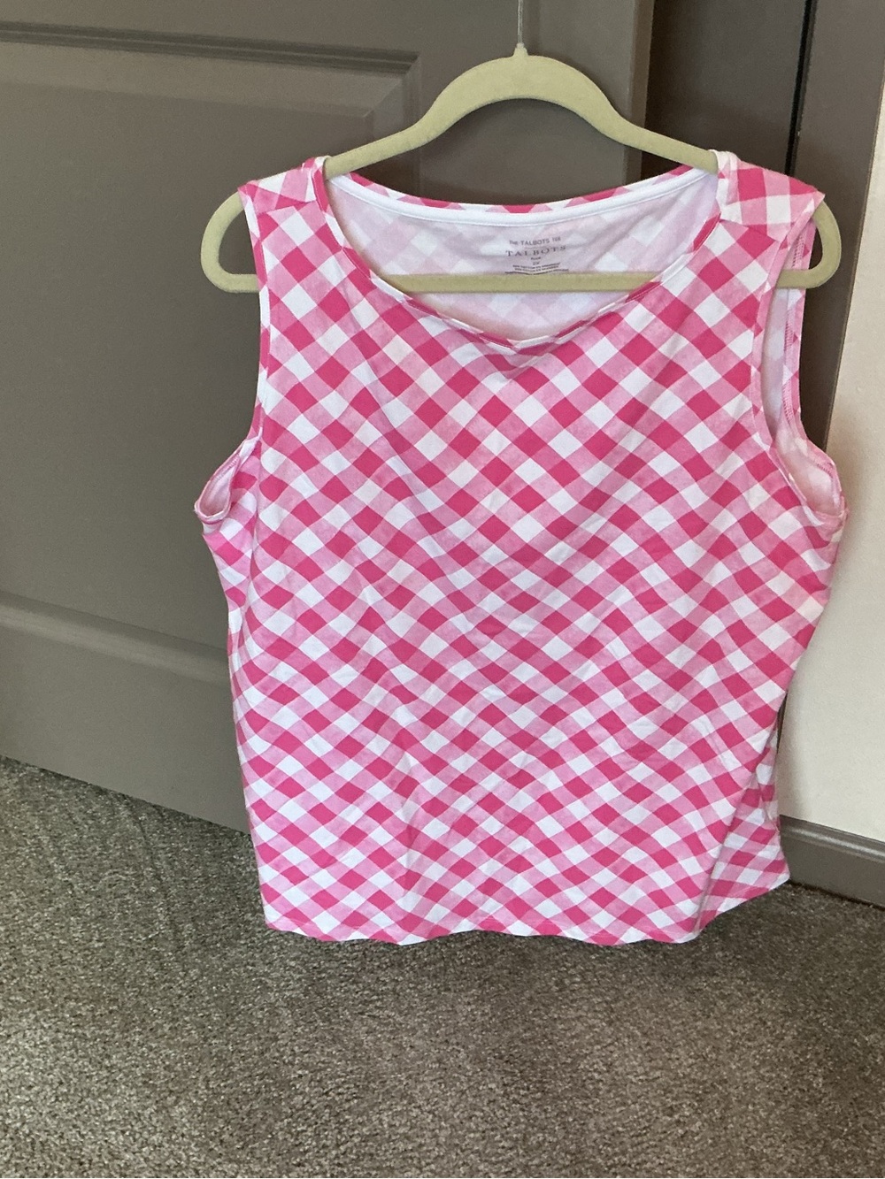 Talbots Pink and White Gingham Sleeveless Tank Top NWOT 2X